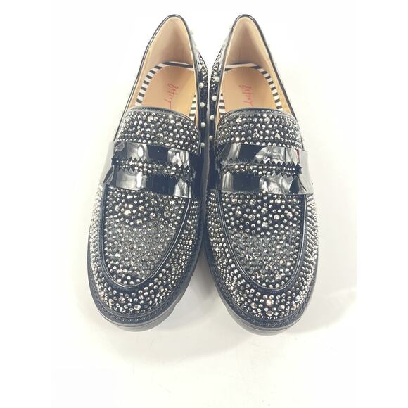 Betsey Johnson Shoes Womens Size 6.5 Black Rhinestone Loafers Studded Pearl Flat - Picture 4 of 11